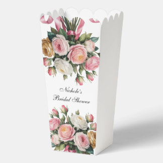 Blush White and Gold Floral Bridal Shower Favor Boxes