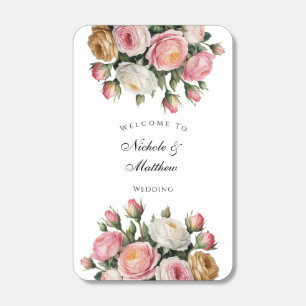 Blush White and Gold Floral Wedding Matchboxes
