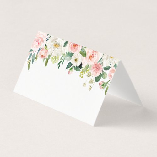 Blush White Bloom Floral Table Place Card