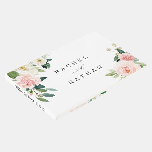 Blush White Bloom Floral Wedding Guestbook