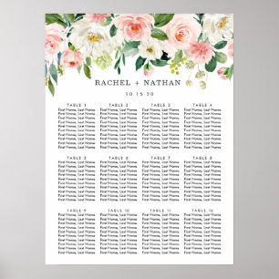 Blush White Bloom Floral Wedding Seating Chart