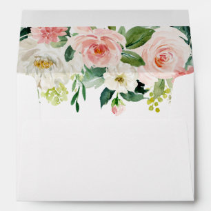 Blush White Bloom Pre-Printed Address 5x7 Envelope