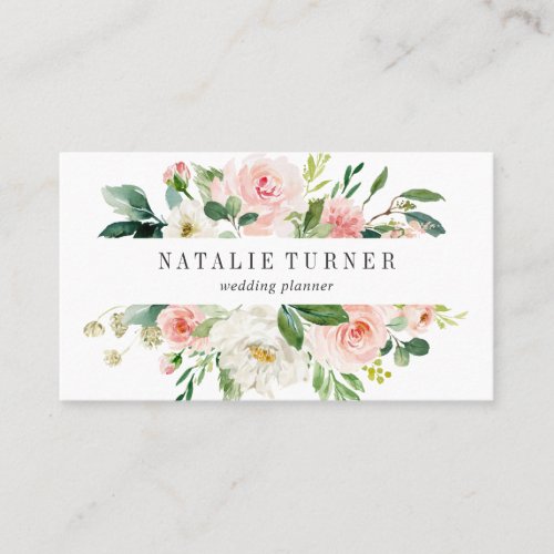Blush White Bloom Watercolor Business Card