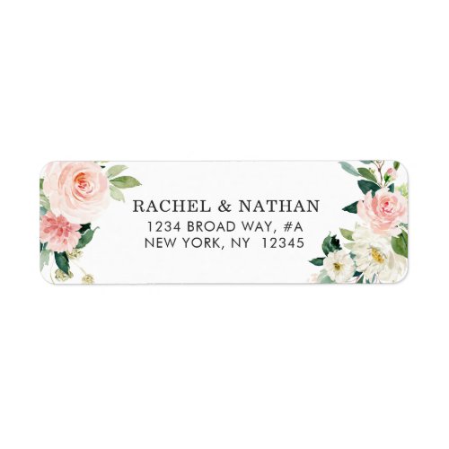 Blush White Bloom Watercolor Floral Address Label