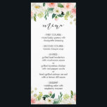Blush White Bloom Watercolor Floral Wedding Menu<br><div class="desc">Elegant Wedding Menu Card featuring painted watercolor flowers in blush pink,  white and green foliage.  For more advanced customization of this design,  Please click the "Customize" button. Matching items are also available.</div>
