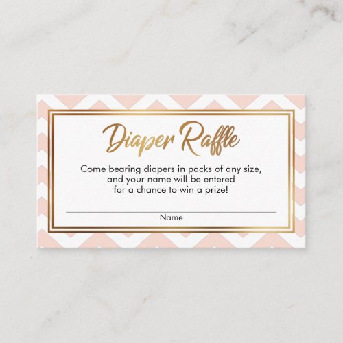 Blush  White Bold Chevron Diaper Raffle Cards