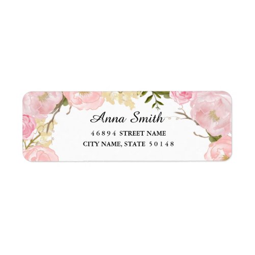 Blush White Botanical Wedding Address Labels