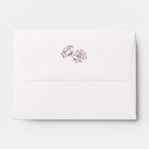 Blush White & Burgundy Simple Floral Wedding Envelope