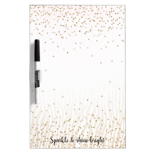 Blush White Cream Zebra Gold Confetti Sparkle    Dry Erase Board