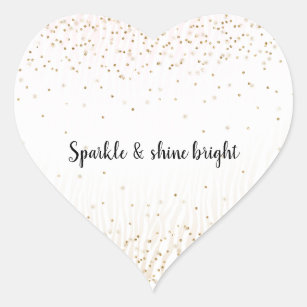 Blush White Cream Zebra Gold Confetti Sparkle     Heart Sticker