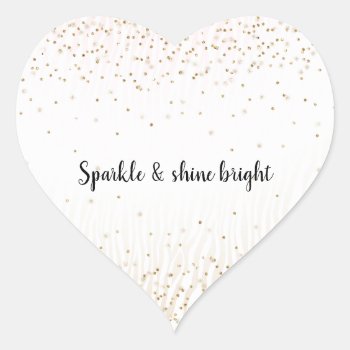 Blush White Cream Zebra Gold Confetti Sparkle     Heart Sticker by peacefuldreams at Zazzle