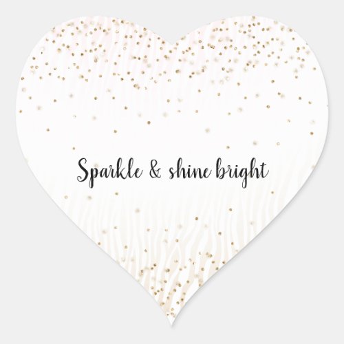 Blush White Cream Zebra Gold Confetti Sparkle     Heart Sticker