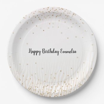 Blush White Cream Zebra Gold Confetti Sparkle     Paper Plates by peacefuldreams at Zazzle