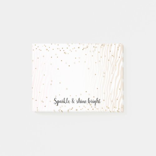Blush White Cream Zebra Gold Confetti Sparkle      Post_it Notes