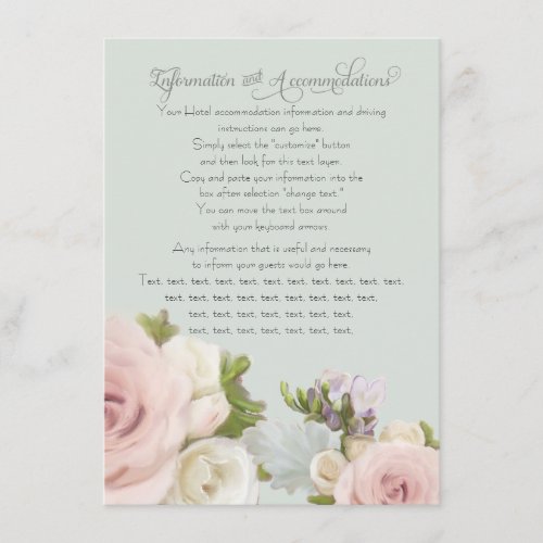 Blush White Floral Dusty Rose Bouquet Details Card