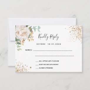 Blush white floral eucalyptus baptism RSVP card