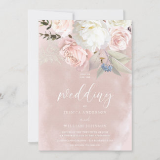 Blush & White Flowers Gorgeous Wedding Invitation