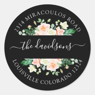 Blush White Flowers Return Address Envelope Seal