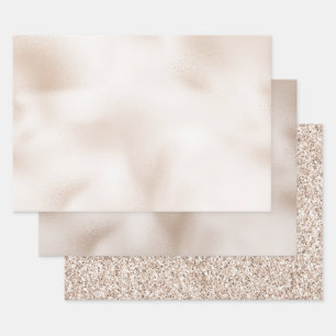 Blush White Glam Glitter Wrapping Paper Sheets