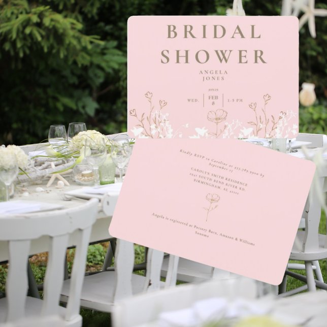 Blush White & Gold Flower Bridal Shower Invitation (Creator Uploaded)