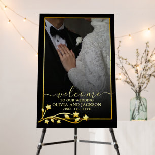 Blush White Gold Frame Floral Wedding Welcome Foam Board