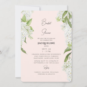 Blush White Hydrangeas Bridal Shower Invitation