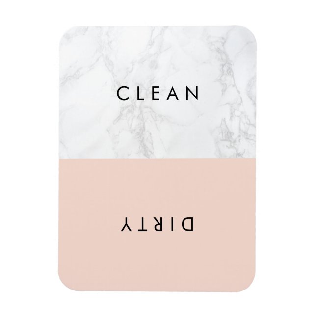 Blush & White Marble Modern Typography Dishwasher Magnet (Vertical)
