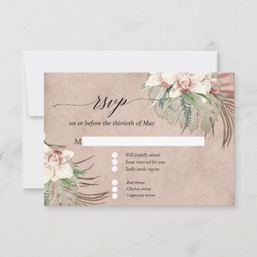 Blush White Orchid Floral Tropical Greenery RSVP