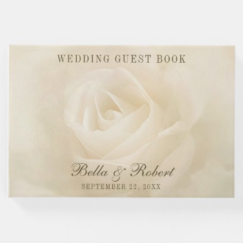 Blush White Rose Elegant Floral Wedding Guest Book