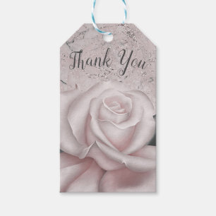 Blush White Rose Glam Modern Marble Bridal Shower Gift Tags
