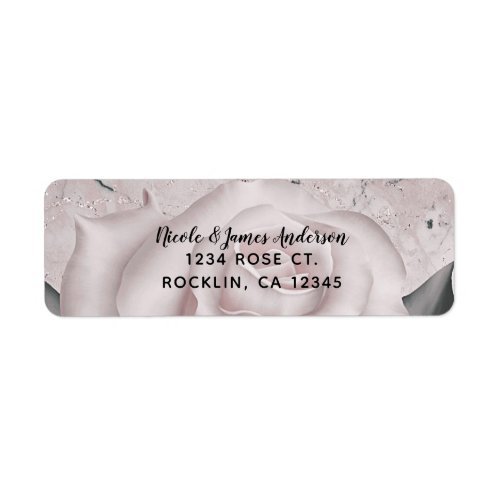 Blush White Rose Glam Modern Marble Bridal Shower Label