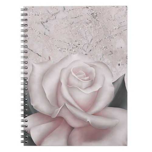 Blush White Rose Glam Modern Marble Shabby Chic Notebook