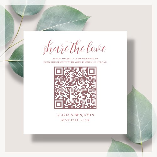Blush  White Share The Love QR Code  Enclosure Card