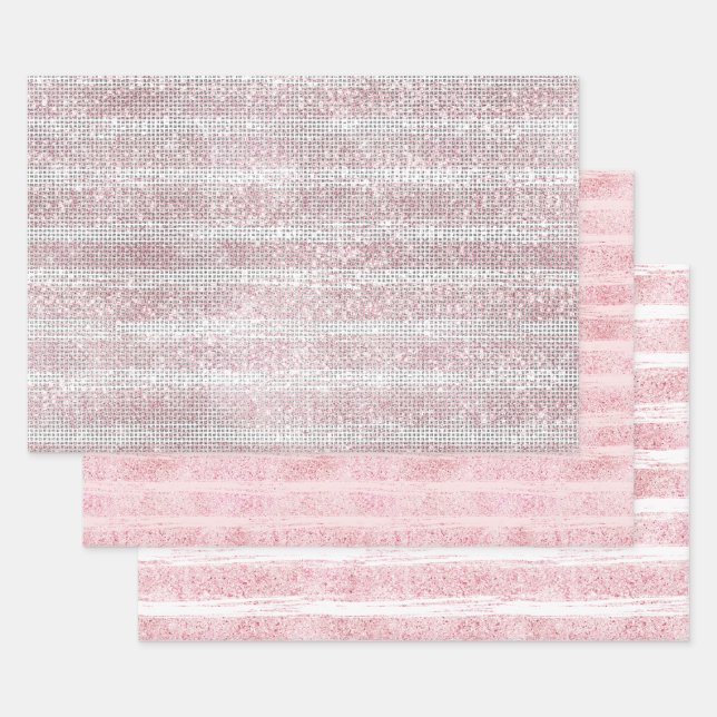 Blush White Sparkle Birthday Wrapping Paper Sheets (Set)