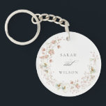Blush White Yellow Meadow Floral Wreath Wedding Keychain<br><div class="desc">If you need any further customisation please feel free to message me on yellowfebstudio@gmail.com.</div>