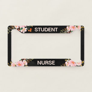 Blush Wild Roses Nurse License Plate Frame