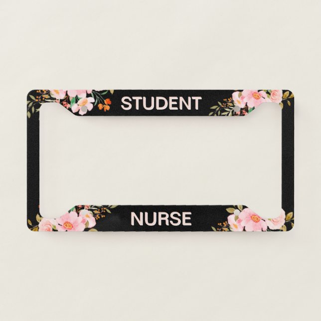 Blush Wild Roses Nurse License Plate Frame (Front)