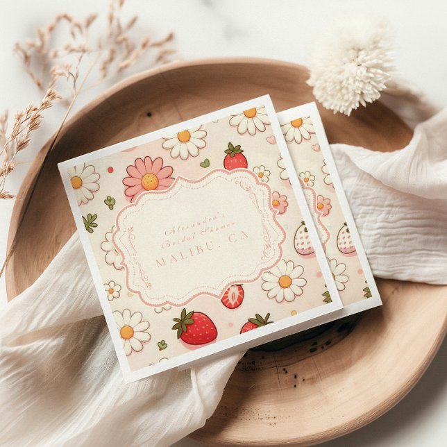 Blush Wildflower Berry Bridal Shower Napkins (Creator Uploaded)