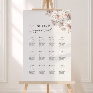 Blush Wildflower Boho Wedding Seating Chart Foam Board