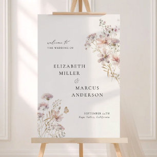 Blush Wildflower Boho Wedding Welcome Sign 24x36