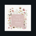 Blush Wildflower Fairy Fairy Girl Birthday Party Napkins<br><div class="desc">The napkin showcases a captivating illustration of a lovable fairy with delicate wings, evoking a sense of wonder and imagination. Surrounding the fairy are beautifully drawn boho wildflowers, each petal and detail crafted with care, adding a touch of free-spirited beauty to the design. The enchanting artwork makes these napkins a...</div>