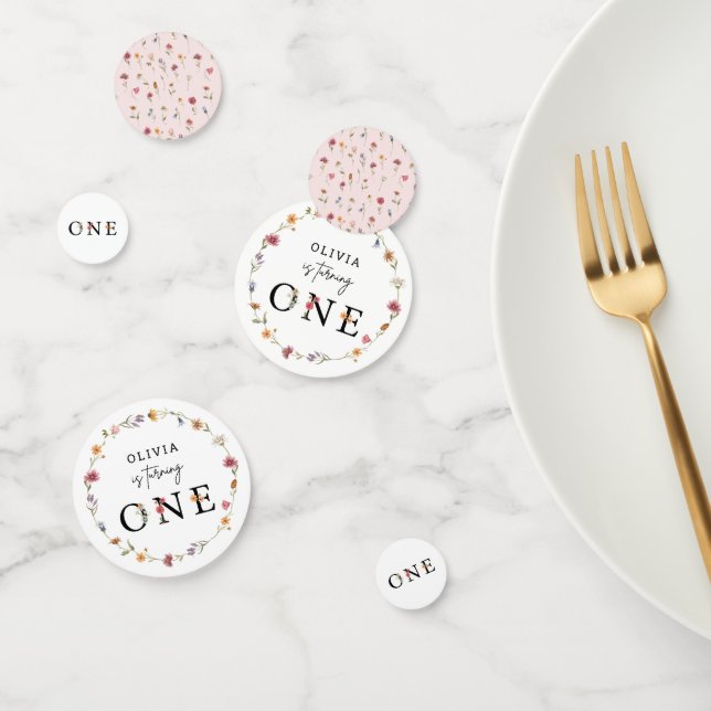 Blush Wildflower Girl 1st Birthday Party Confetti (Group)