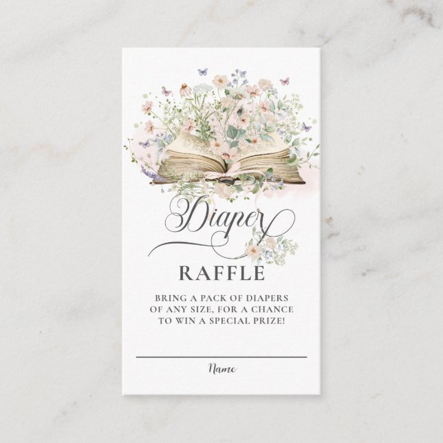 Blush Wildflower New Chapter Books Diaper Raffle Enclosure Card (Front)