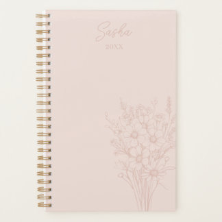 Blush Wildflower Personalized Name & Year Planner