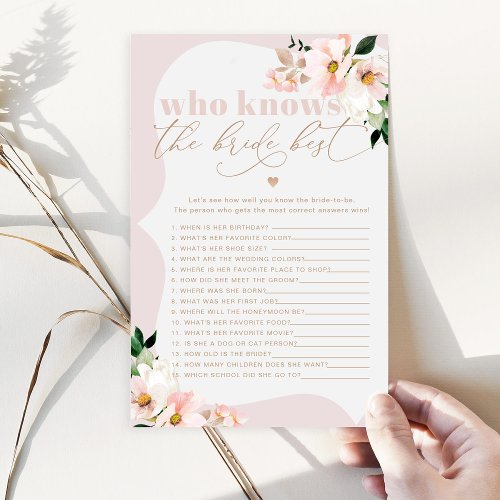 Blush wildflowers Who knows the bride best game