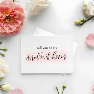 Blush Will you be my Matron of Honor Proposal Card