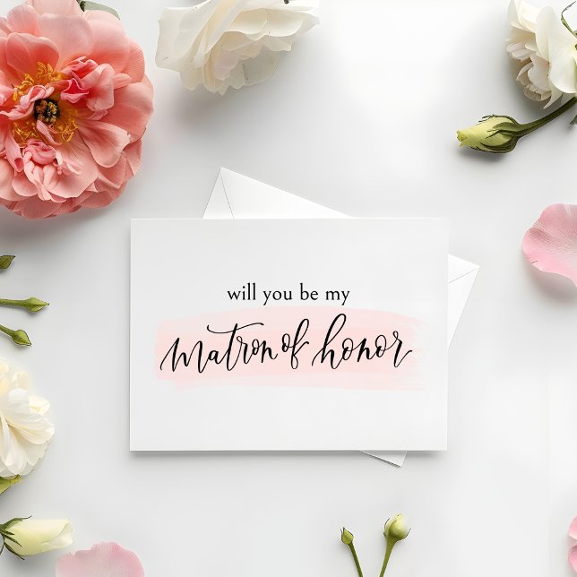 Blush Will you be my Matron of Honor Proposal Card (Matron of Honor Proposal Card | Watercolor & Calligraphy design | Sweet/Chic Way to Pop the question)
