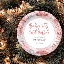 Blush Winter Baby It's Cold Outside Snowflake Baby Paper Plates