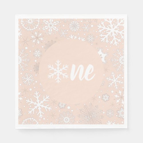 Blush Winter First Birthday Snowflake One Napkins