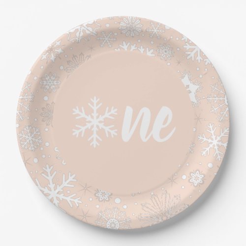 Blush Winter First Birthday Snowflake One Plates